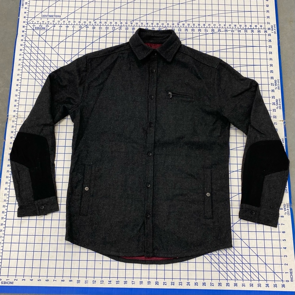 Trouvaille Paris Button Down Lined Shirt Jacket w/ Pockets XL Dark Gray